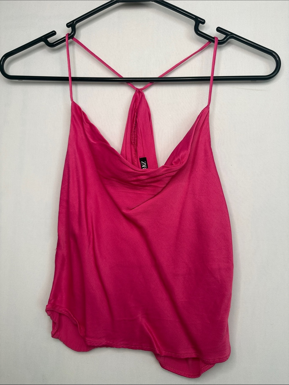 Zara Hot Pink Satin Cowl Neck Camisole